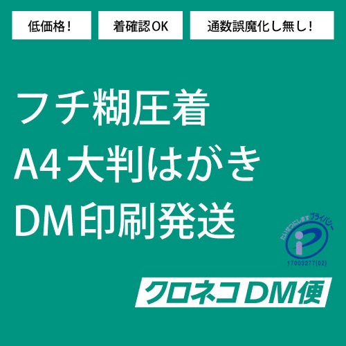 フチ糊圧着A4大判ハガキDM印刷発送