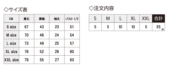 サイズ内訳記入例
